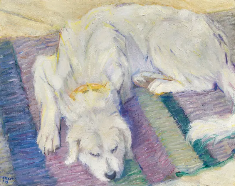 Ležící pes (portrét psa „Russi“), Franz Marc