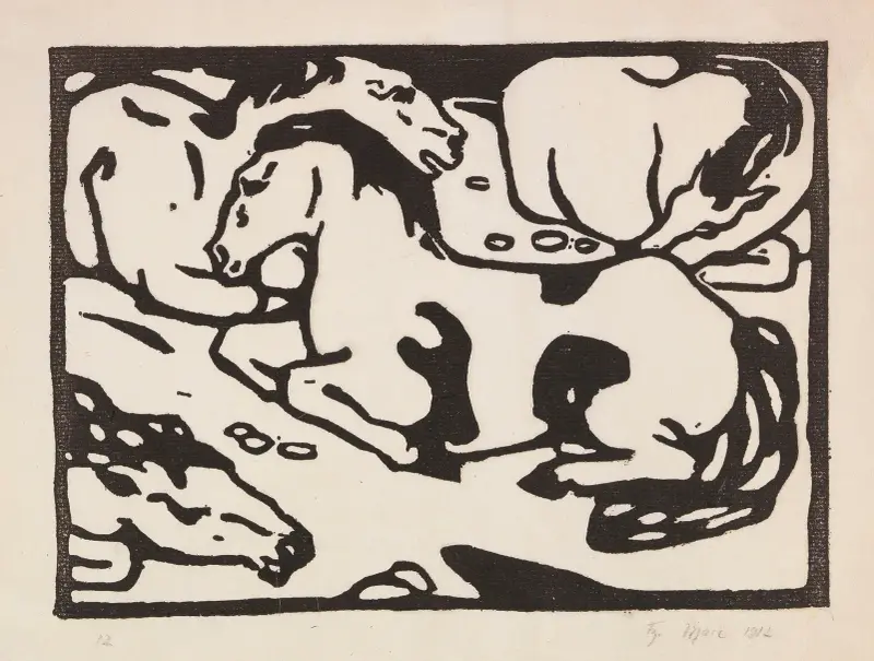 Ruhende Pferde, 1912 av Franz Marc