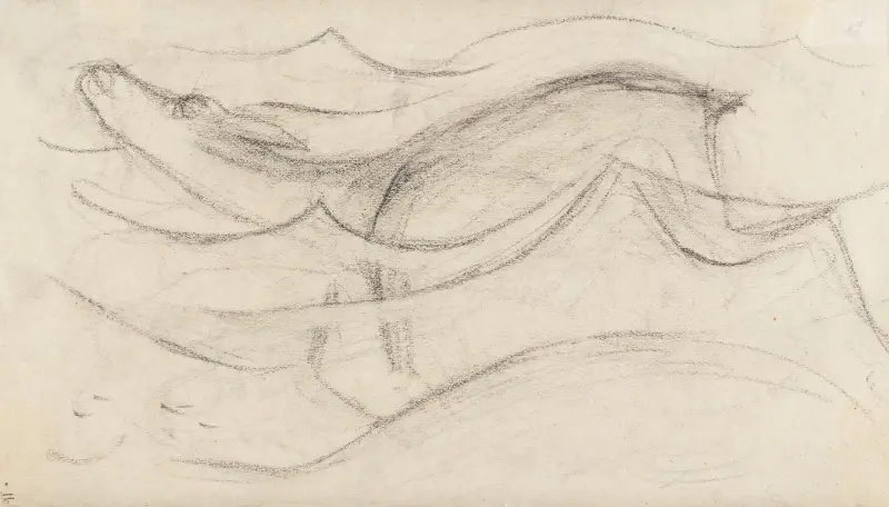 Schwimmendes Reh av Franz Marc
