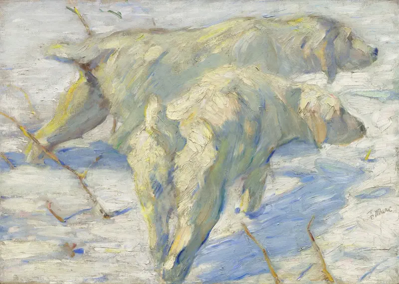 Sibiriska hundar i snön av Franz Marc