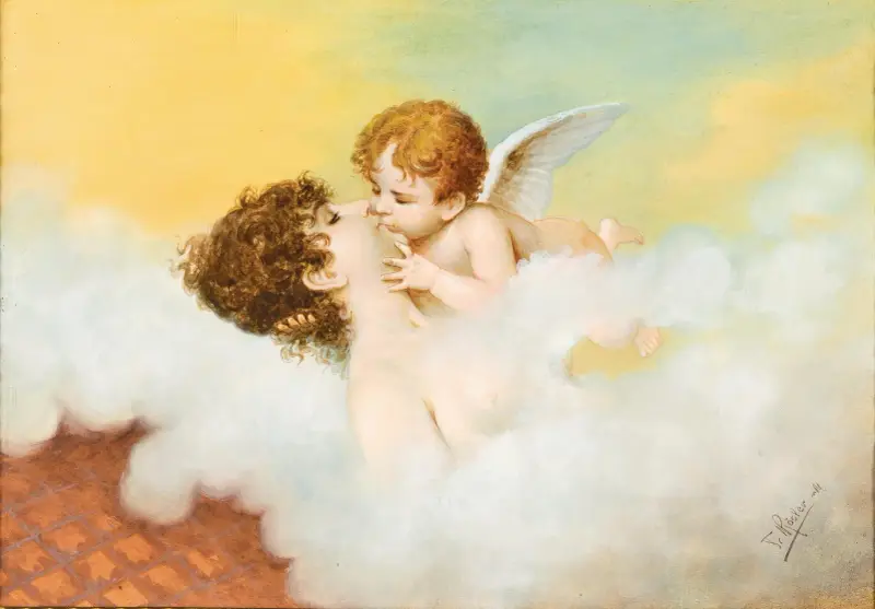 Venus och Amor i jugendstil av Franz Rösler