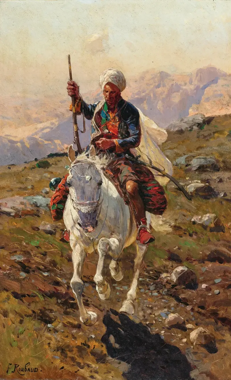 Ein kaukasischer Reiter von Franz Roubaud
