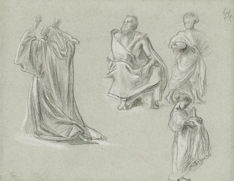 A sheet of figure studies av Frederic Leighton