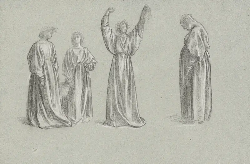 Arkusz studiów do „Romoli”; nawrócenie Monny Brigidy, Frederic Leighton