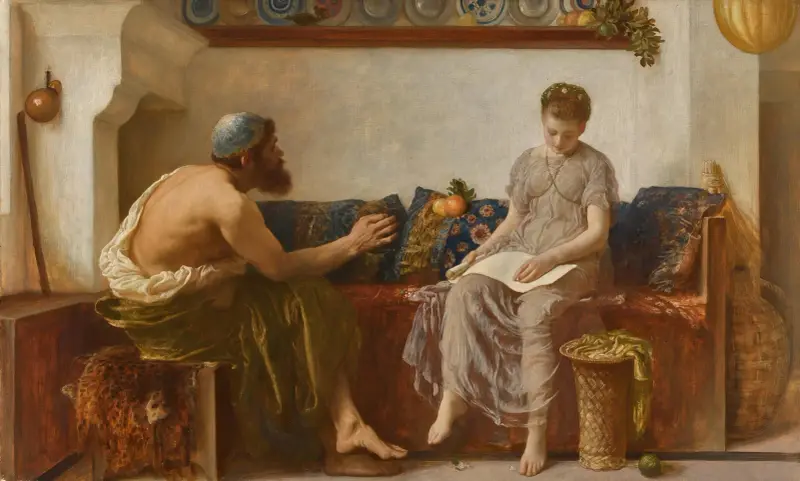 Cleoboulos unterrichtet seine Tochter Cleobouline von Frederic Leighton