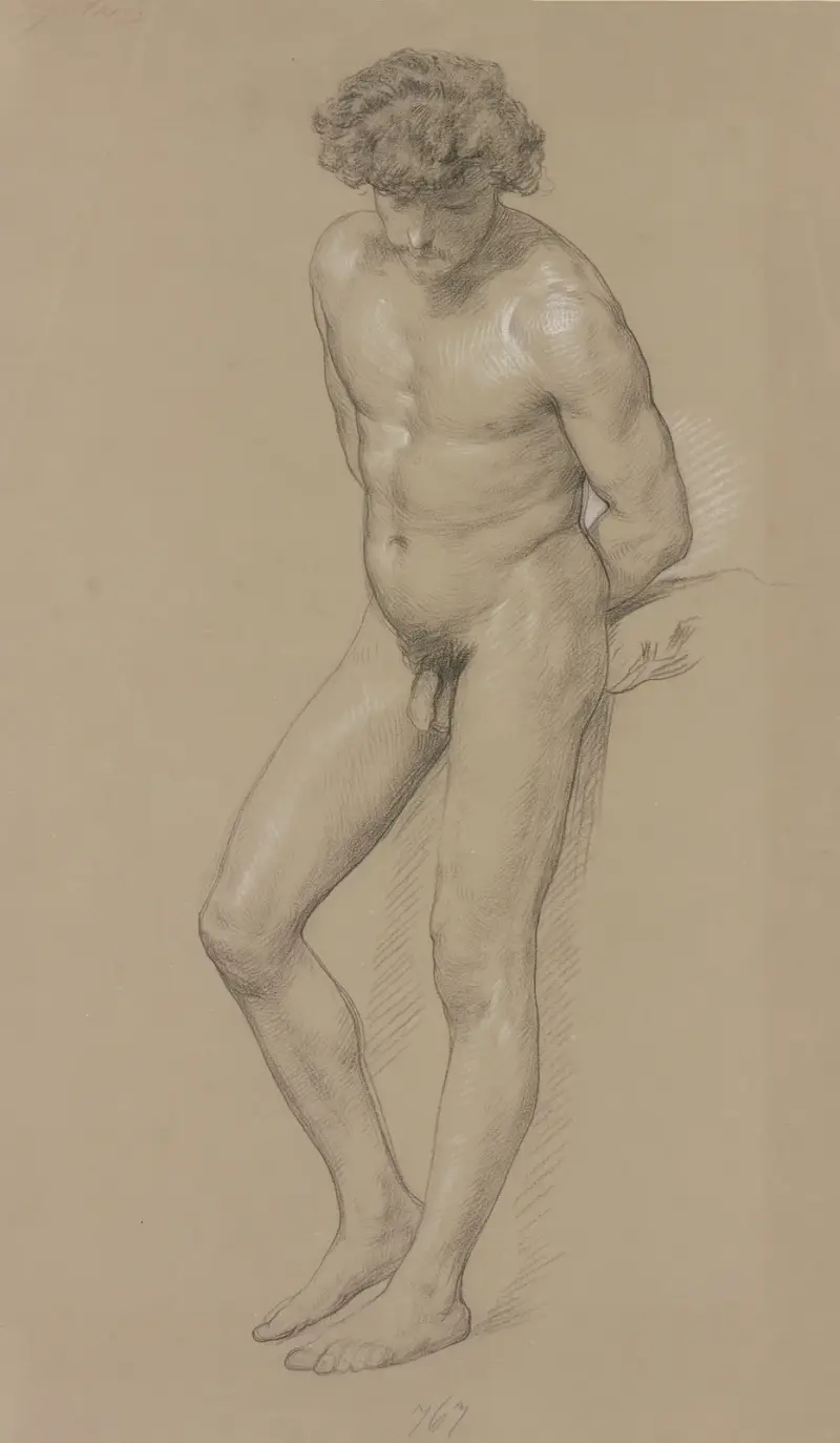 Standing male nude. – nr 1 av Frederic Leighton