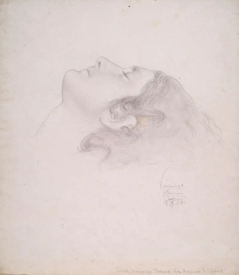 Studie av Vicenzo för Romeos huvud i Försoningen mellan Montagues och Capulets av Frederic Leighton