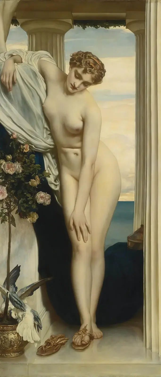 Venuše odkládající šat před koupelí, Frederic Leighton