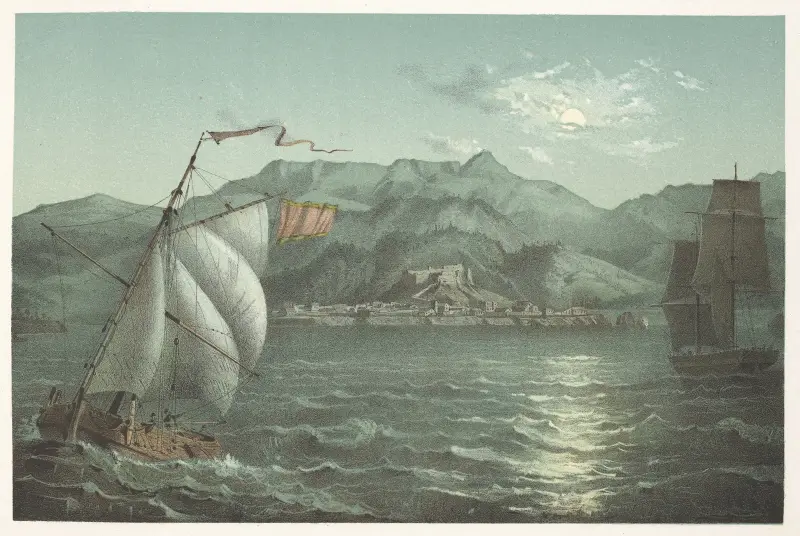 Allgemeine Ansicht der Stadt und Berge von Baracoa von Pierre Toussaint Frédéric Mialhe