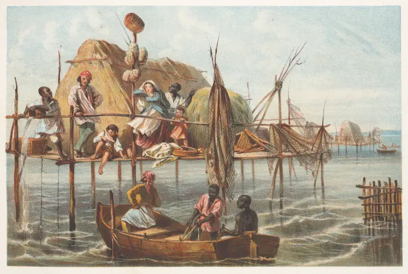 Wohnung der Schwammfischer von Pierre Toussaint Frédéric Mialhe
