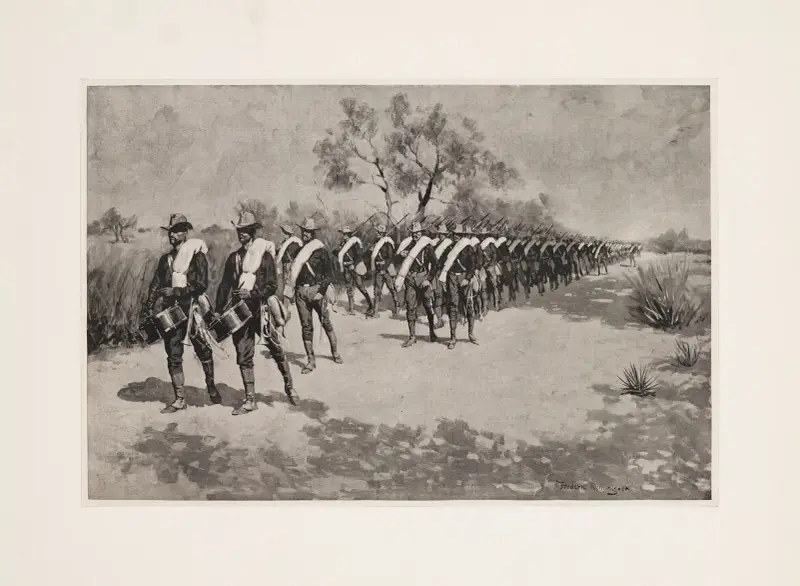 A practice march in Texas av Frederic Remington