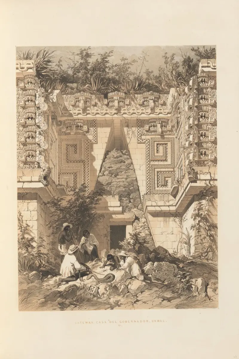 Port, Casa del Gobernador, Uxmal av Frederick Catherwood
