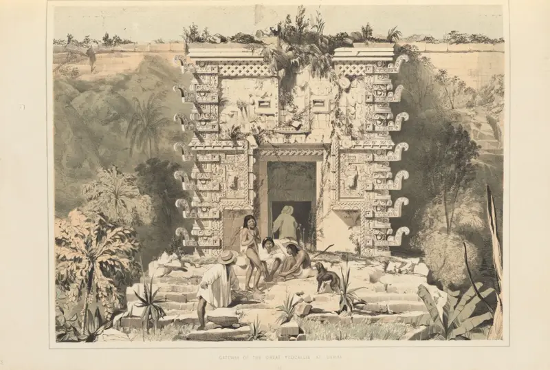 Porten till den stora Teocallis i Uxmal av Frederick Catherwood