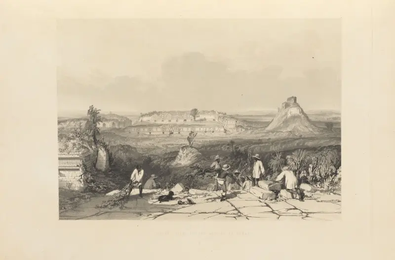 Gesamtansicht von Las Monjas in Uxmal von Frederick Catherwood