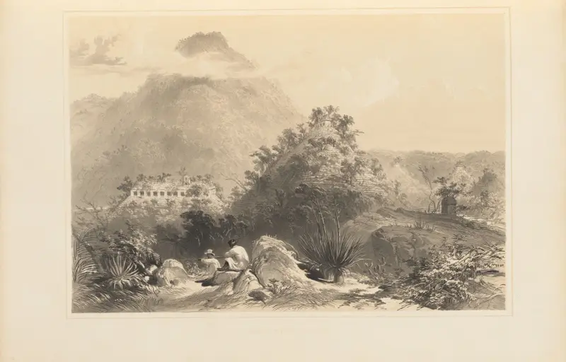 Översiktsvy över Palenque av Frederick Catherwood