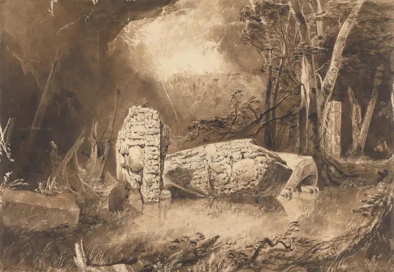 Maya-stela i Copán, Honduras av Frederick Catherwood