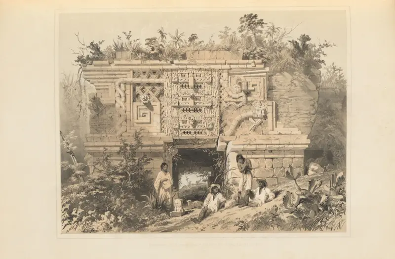 Portion of a building called Las Monjas at Uxmal av Frederick Catherwood