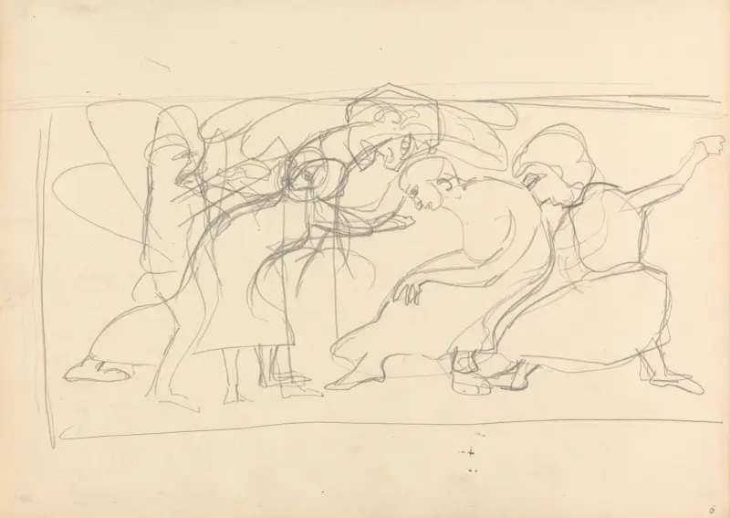 Höhle des Goldenen Kalbs; Studie für dekoratives Paneel, Anbeter von Spencer Frederick Gore