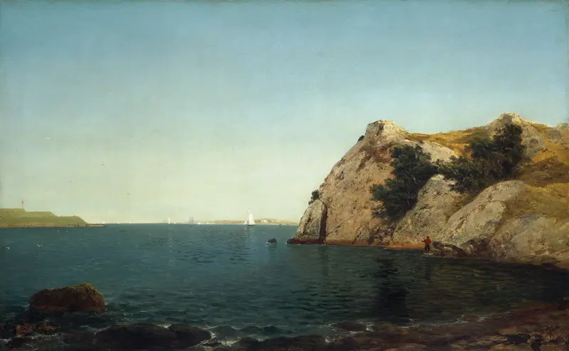 Beacon Rock,Newport Harbor av John Frederick Kensett