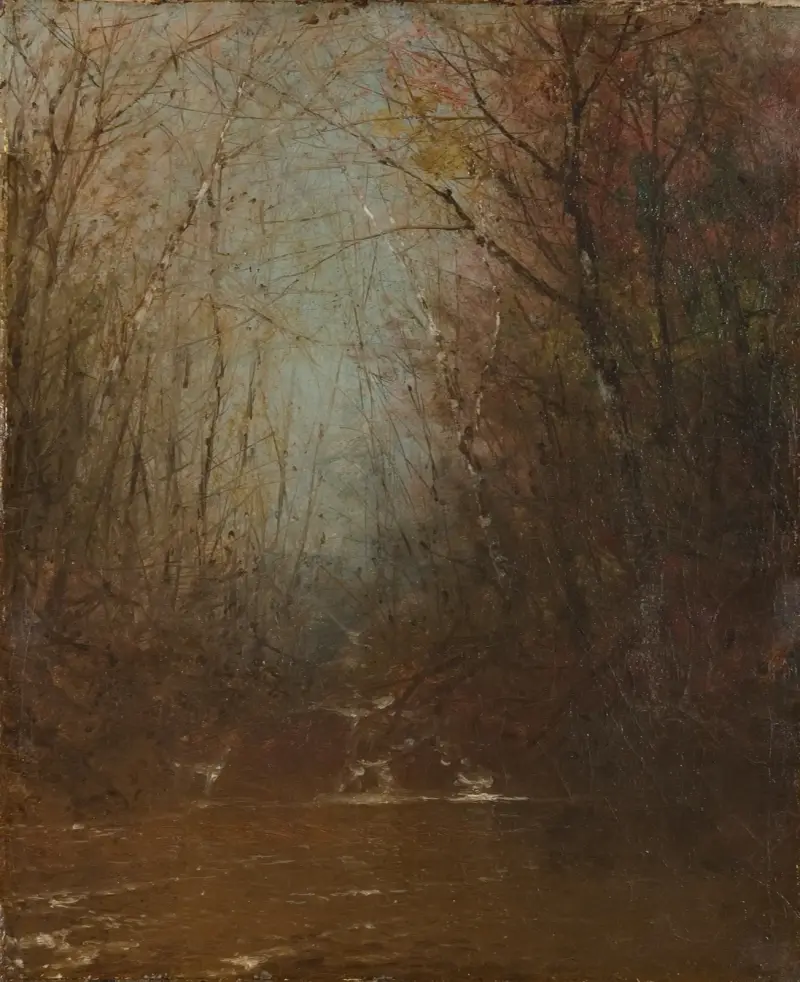 Wnętrze lasu ze strumieniem, John Frederick Kensett