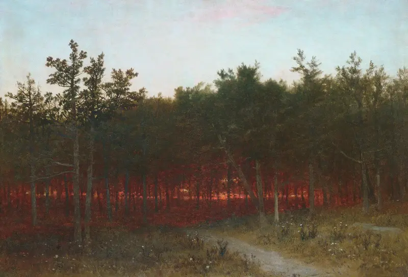 Skymning bland cederträden i Darien, Connecticut av John Frederick Kensett