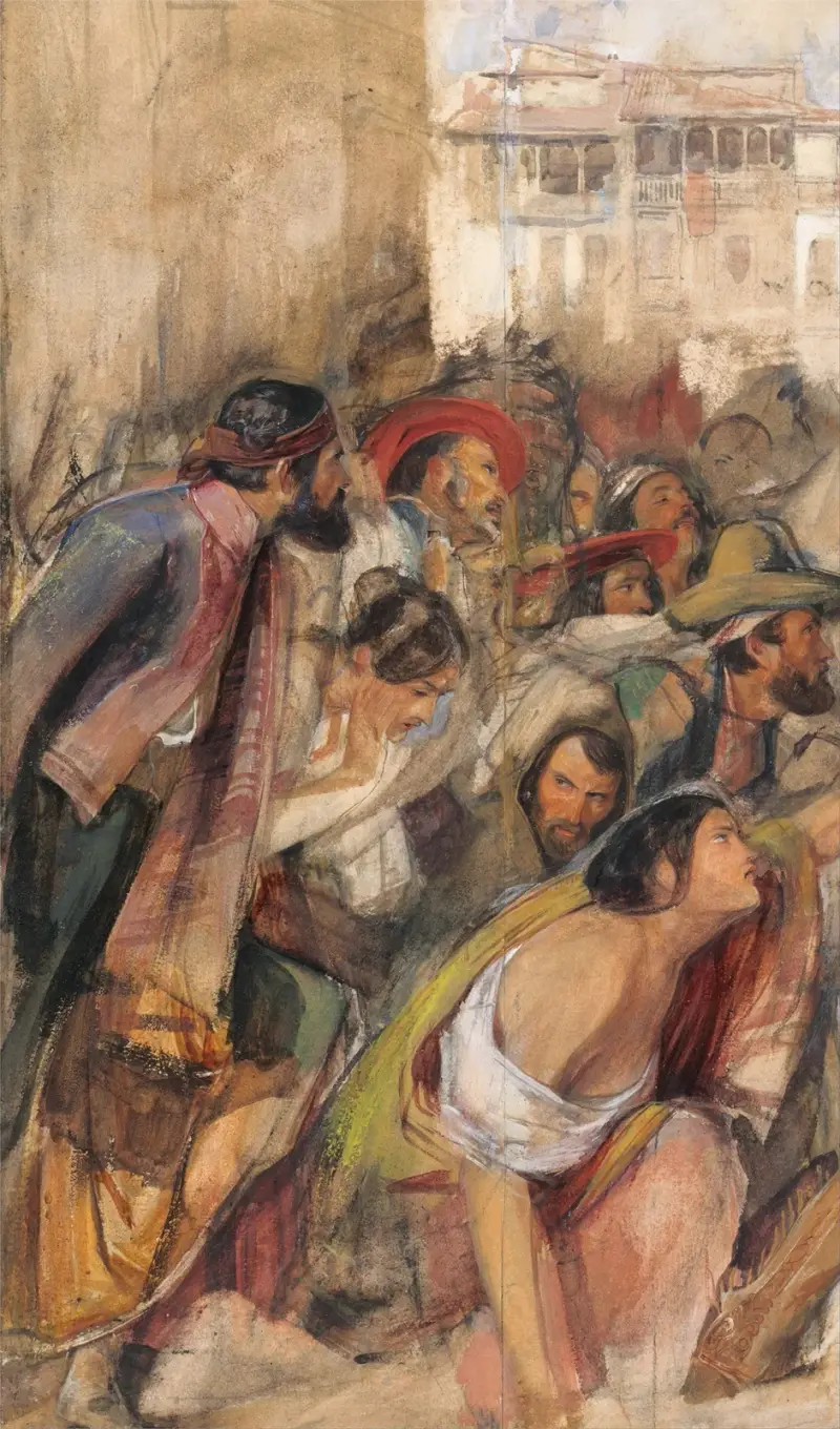 Studie zur Ausrufung des Don Carlos von John Frederick Lewis