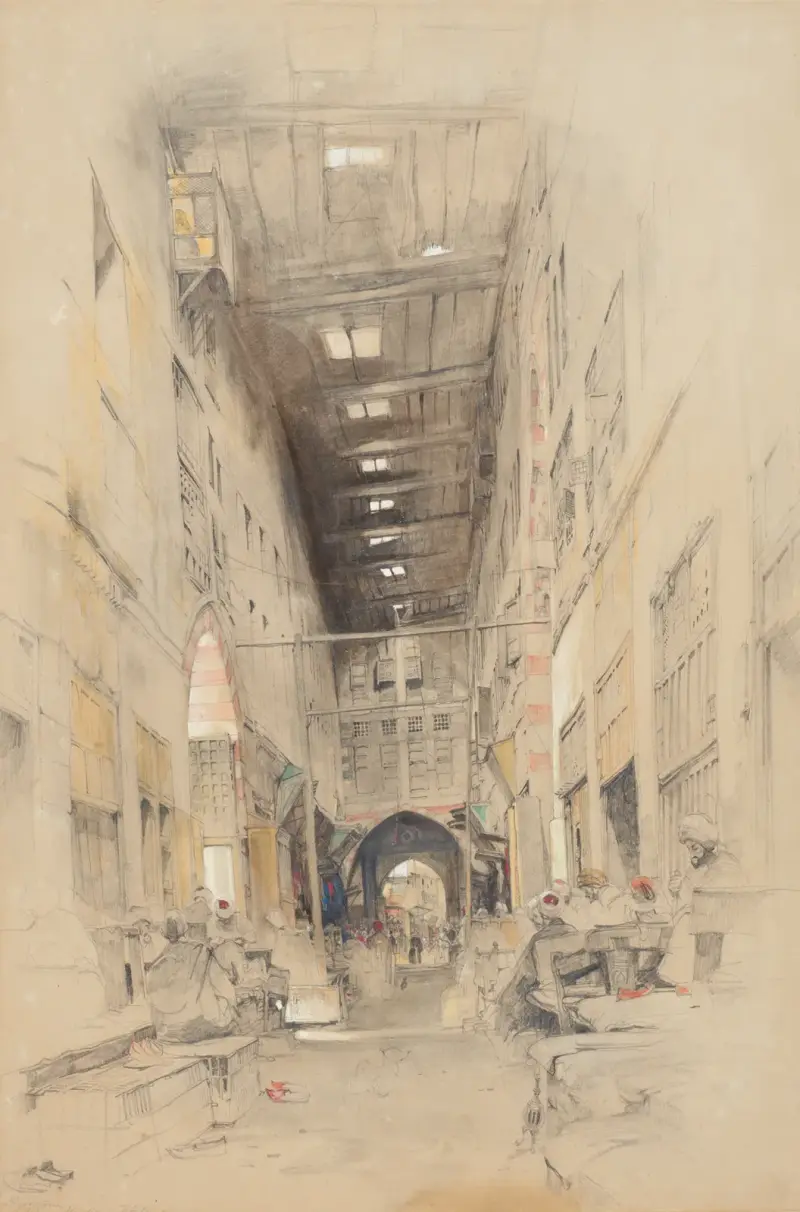 Bezestein-basaren, El Khan Khalil, Kairo av John Frederick Lewis