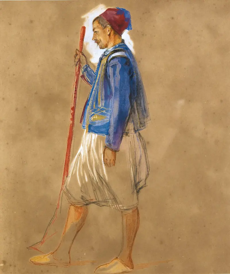 Walton-on-Thames: studie av en grekisk man av John Frederick Lewis