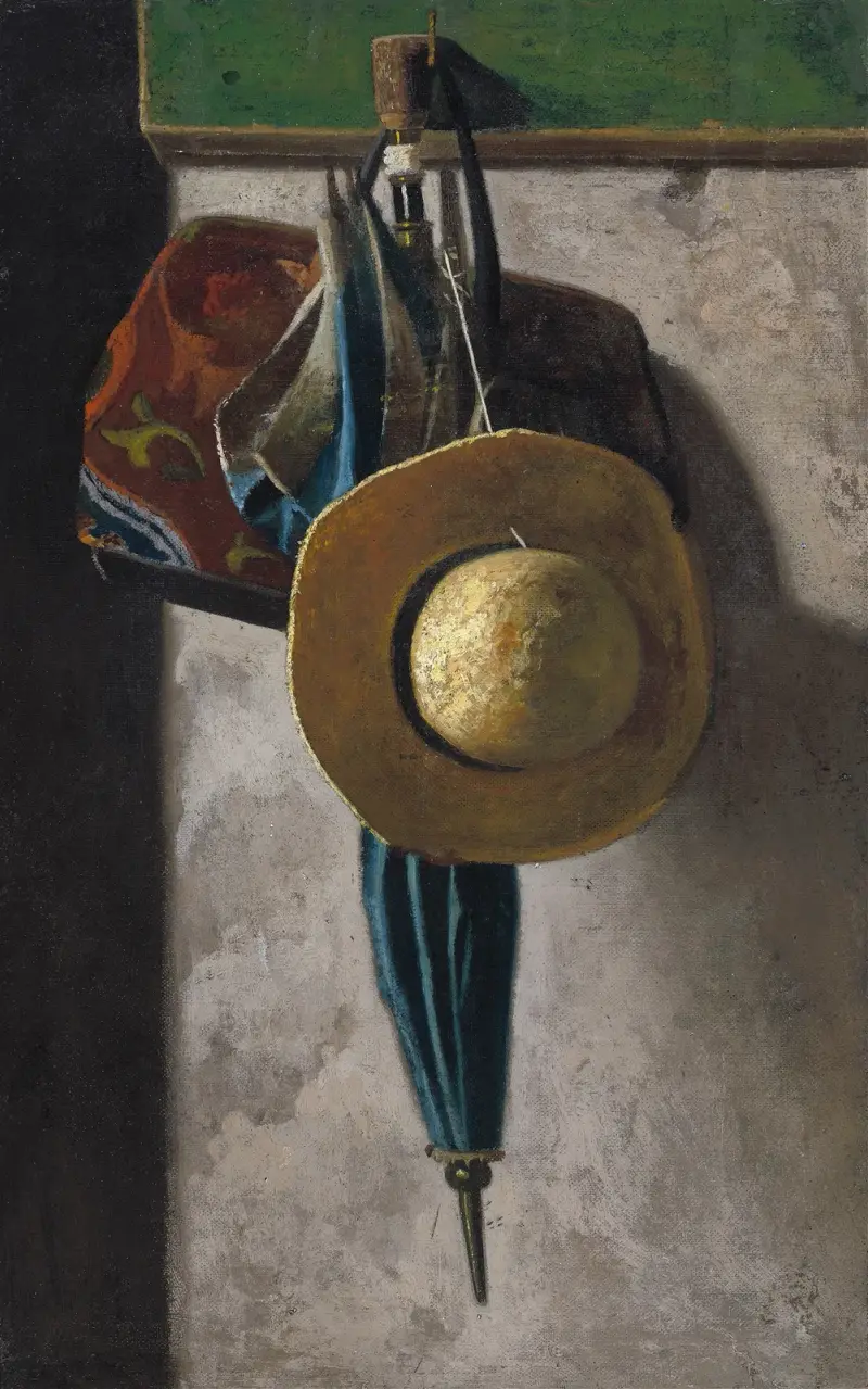 Straw Hat,Bag and Umbrella av John Frederick Peto