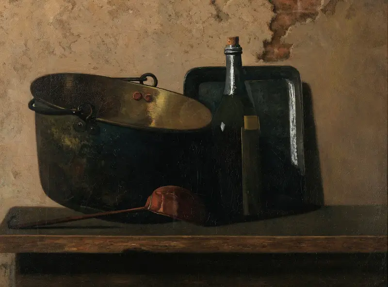 Víno a mosazný rendlík (Příprava francouzského potage), John Frederick Peto
