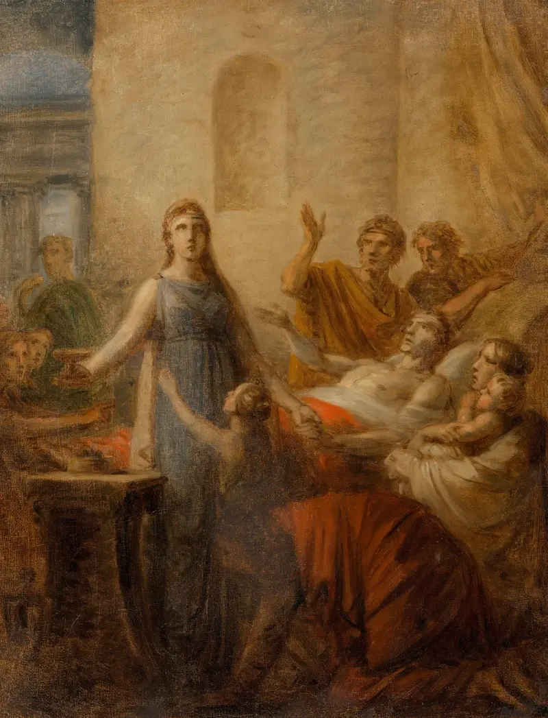 Alkestis offrar sig för Admetos (skiss) av Heinrich Friedrich Füger