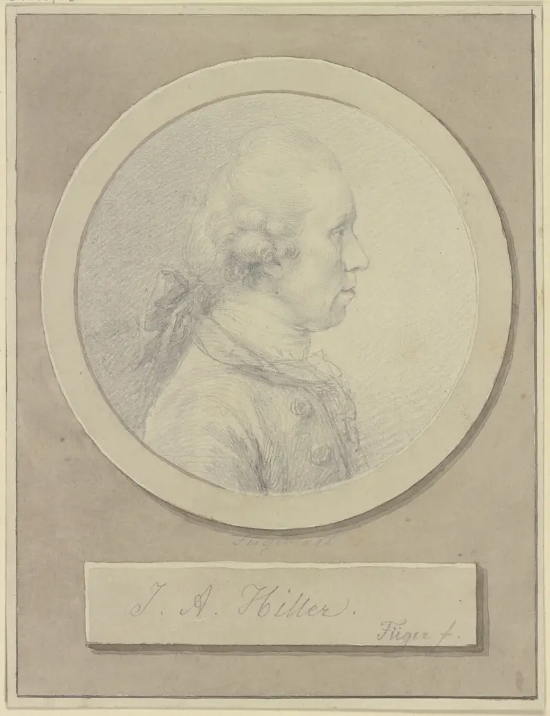 Porträtt av Johann Adam Hiller i profil mot höger av Heinrich Friedrich Füger