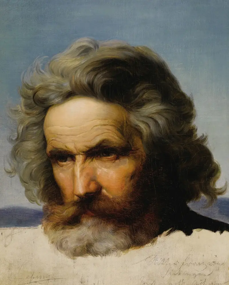 Studie eines bärtigen Mannes von Karl Friedrich Lessing