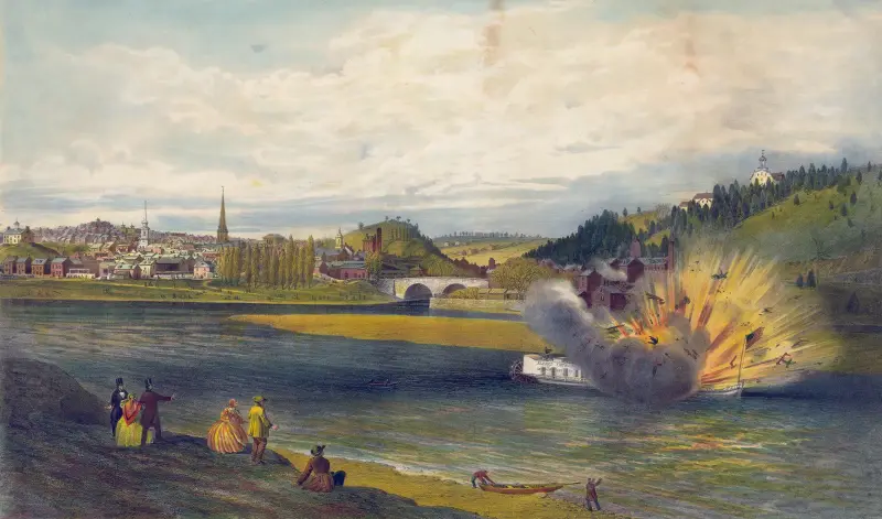 Explosionen av Alfred Thomas i Easton, Pa. 6 mars 1860 av James Fuller Queen