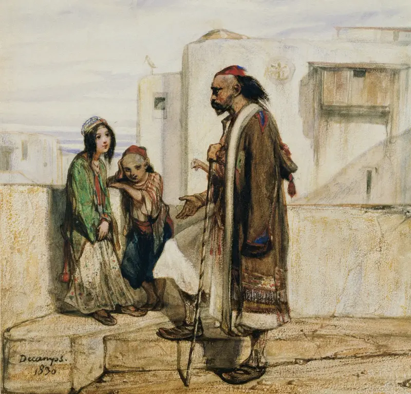 På taket till ett orientaliskt hus av Alexandre-Gabriel Decamps