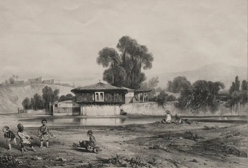 Paviljong vid flodkanten av Alexandre-Gabriel Decamps