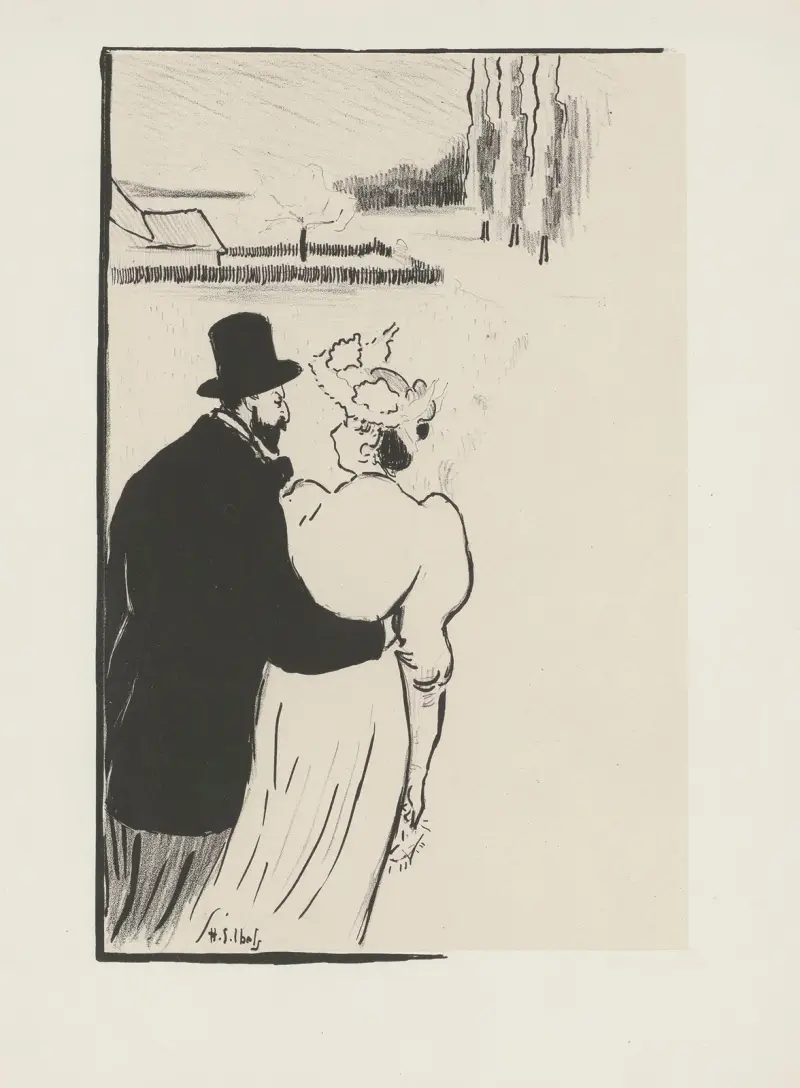 Paar auf einem Weg zu einem Haus von Henri-Gabriel Ibels