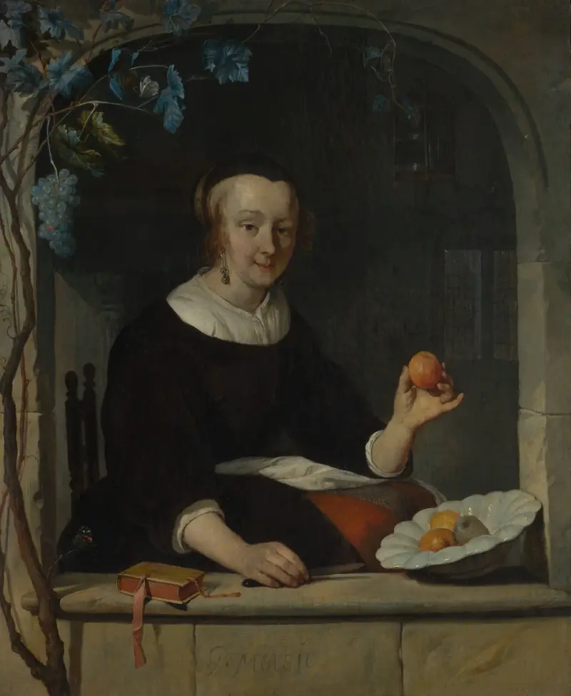 Frau an einem Fenster sitzend von Gabriel Metsu
