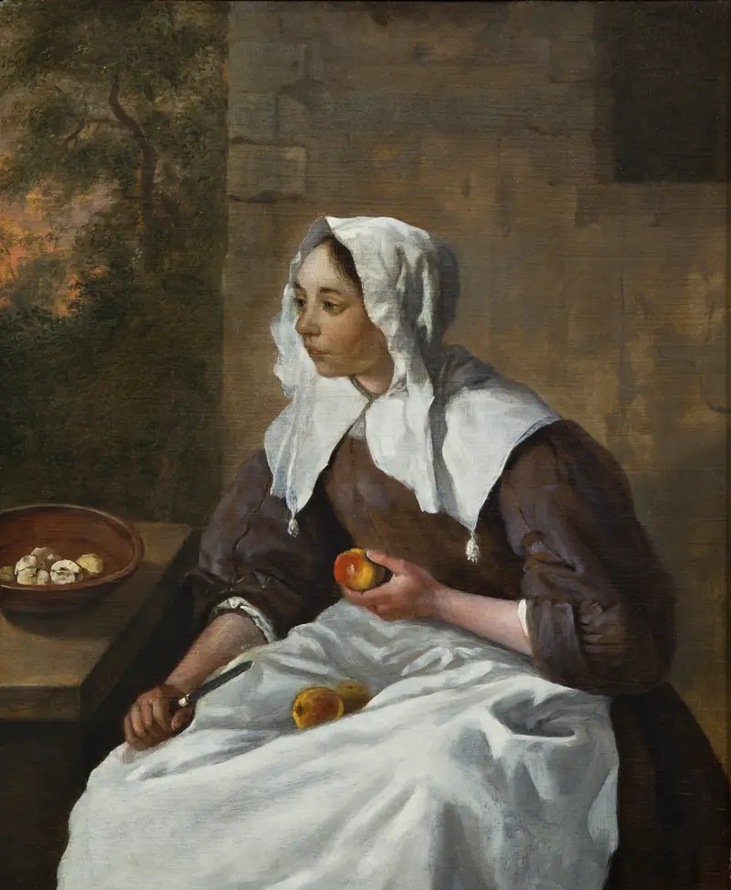 Dívka loupající jablka, Gabriel Metsu