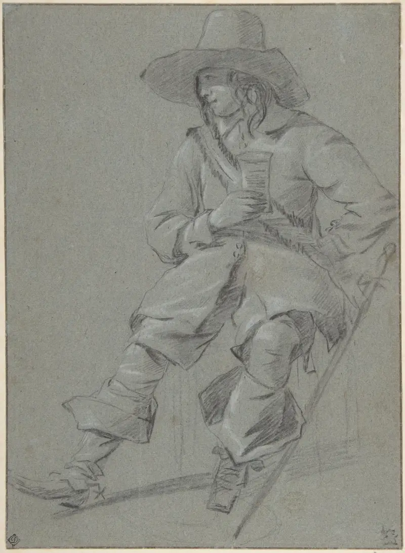 Siedzący kawaler z kieliszkiem, Gabriel Metsu