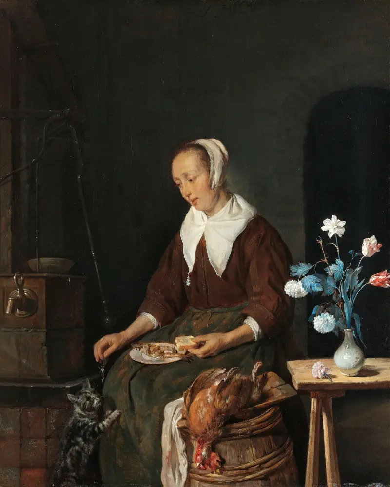 The Cat’s Breakfast av Gabriel Metsu