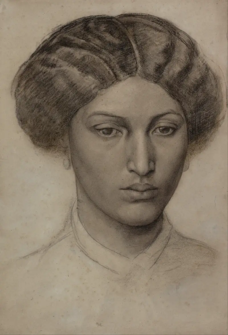 Huvud av en ung kvinna av Dante Gabriel Rossetti