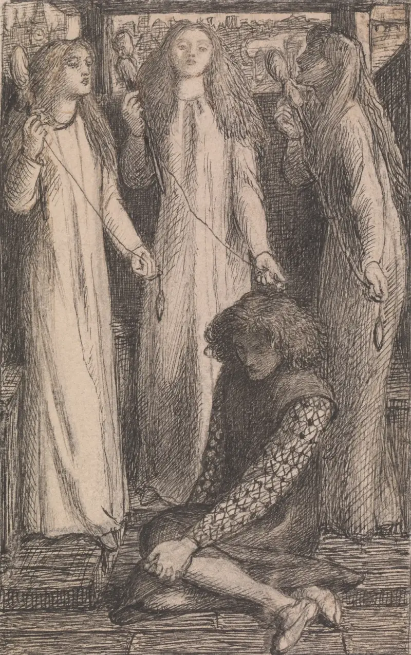 Illustration till The Maids of Elfen-Mere av Dante Gabriel Rossetti