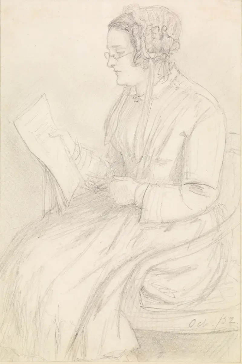Porträtt av Frances Rossetti, konstnärens mor av Dante Gabriel Rossetti