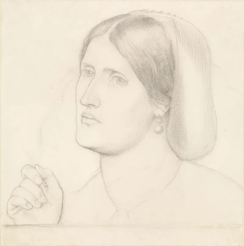 Regina Cordium – Studie av Mrs Aldam Heaton av Dante Gabriel Rossetti
