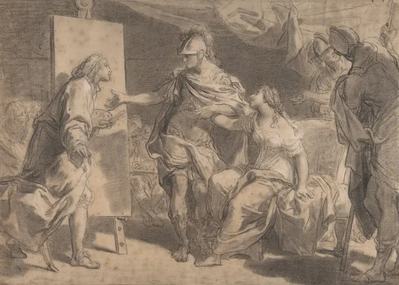 Alexander den store erbjuder sin konkubin Campaspe till målaren Apelles av Gaetano Gandolfi