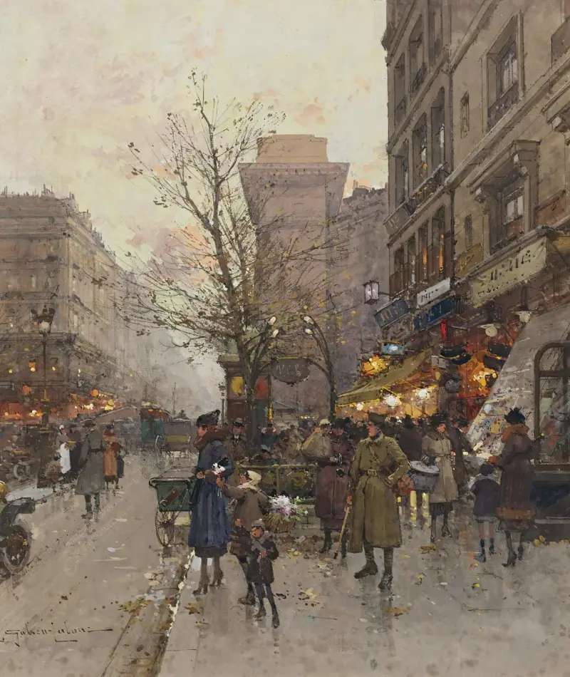 Porte Saint-Denis, Paris av Eugène Galien-Laloue
