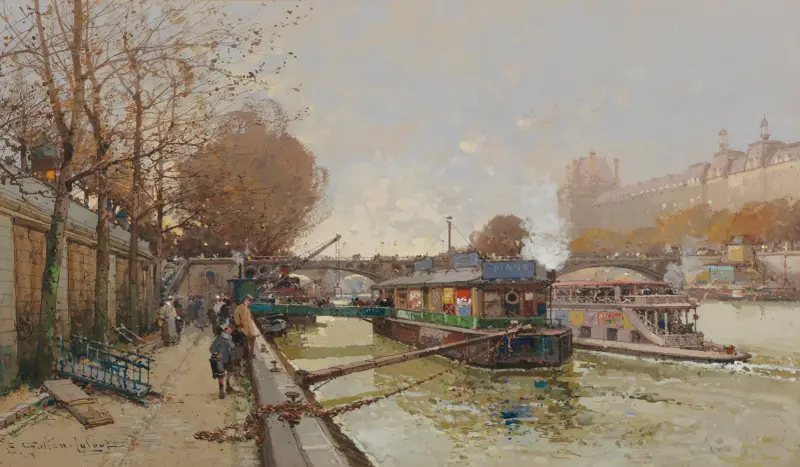 Kajen vid Seine av Eugène Galien-Laloue