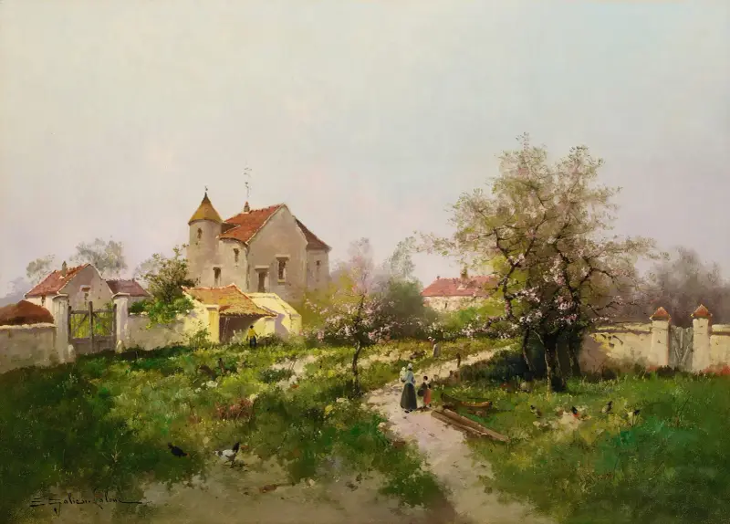 Lantlig scen i Barbizons utkanter av Eugène Galien-Laloue