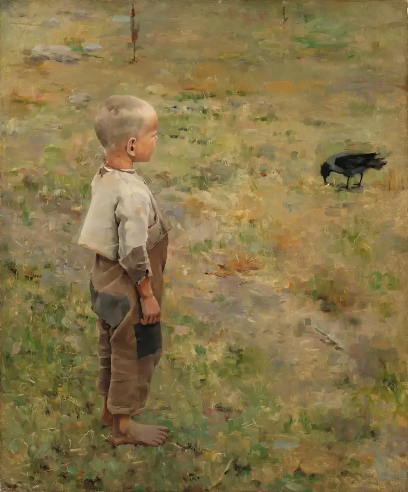 Boy With A Crow av Akseli Gallen-Kallela